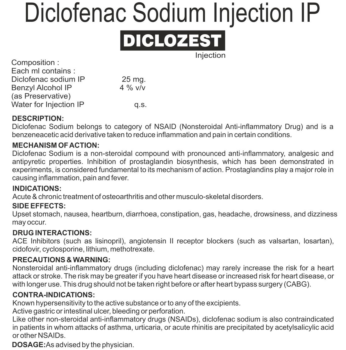 DICLOZEST INJECTION